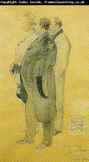 Carl Larsson portratt av lektor bjorkman, rektor lundberg och lektor borgstedt